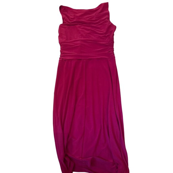 Chaps Sleeveless Ruched Midi Dress In Fuchsia Pink Size M Elegant Semi-Formal - Picture 3 of 3